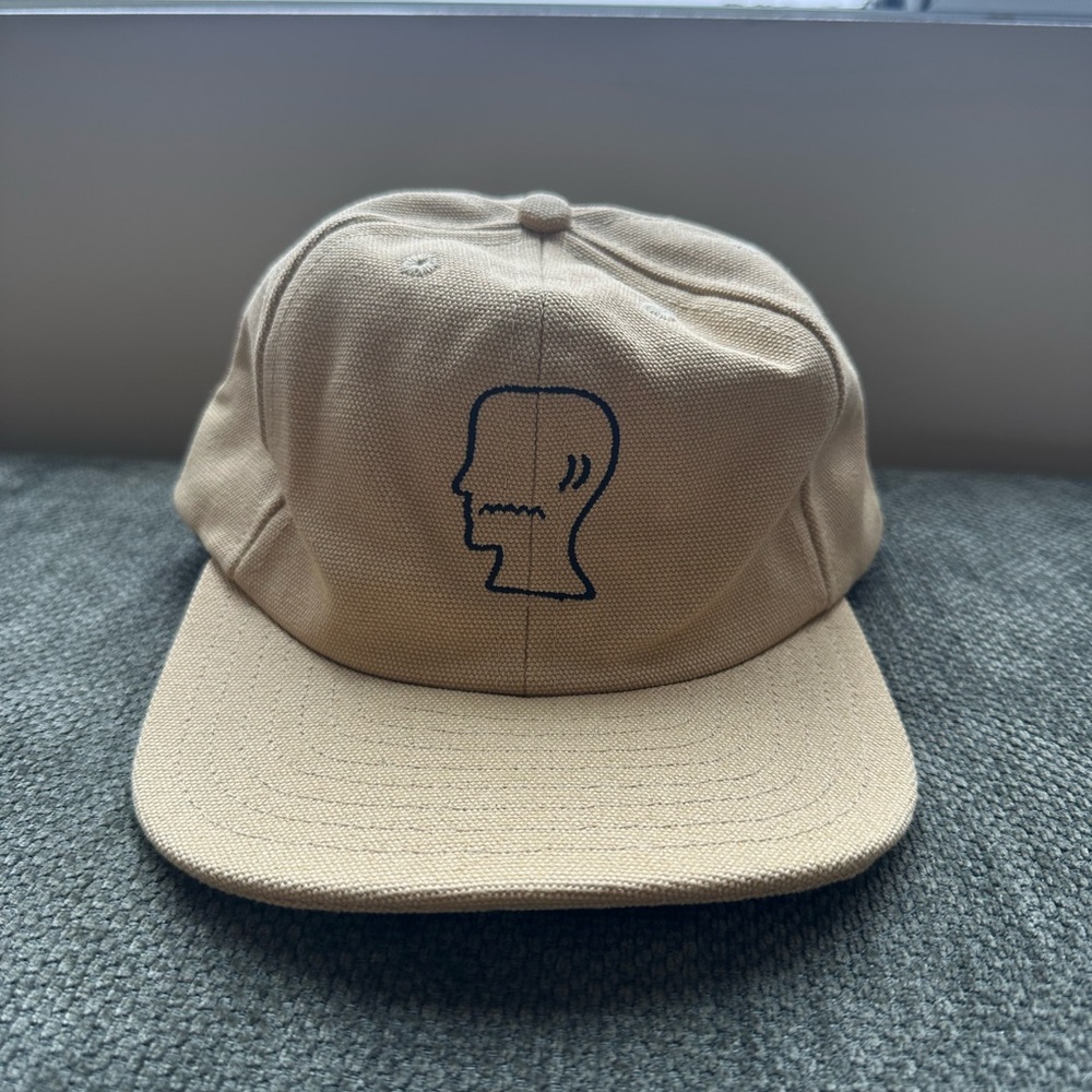 Brain Dead Tan Canvas 5-Panel Hat with Black Head Outline